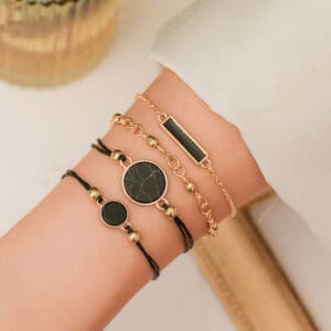 Black square black turquoise bracelet
