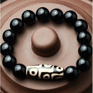 Natural black agate bracelet men and women bracelets ethnic style retro black agate nine eyes beads beads gift jewelry