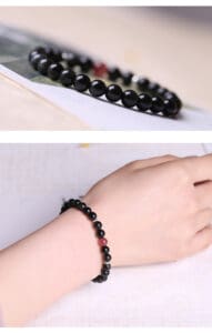 Superfine Obsidian Bracelet Women's Small Beads Black Bracelet