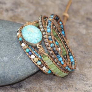 Imperial Turquoise Hand Woven Leather Bracelet