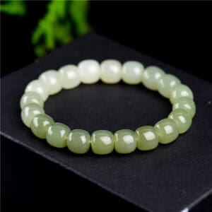 Water gradient jade bucket bead bracelet