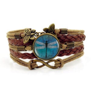 Vintage Amber Blue Dragonfly Time Gem Bracelet