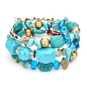 Colorful Natural Stone Turquoise Beaded Bracelet Women Multi-layer Winding Bracelet