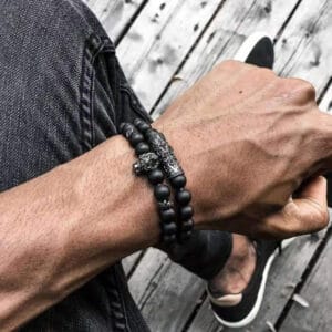 Lion Bracelet Black Onyx Handmade Man & Women Charm