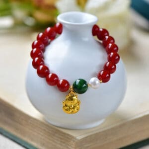 Agate red blue bracelet