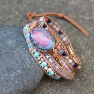 Colorful Turquoise Braided Leather Wrap Bracelet