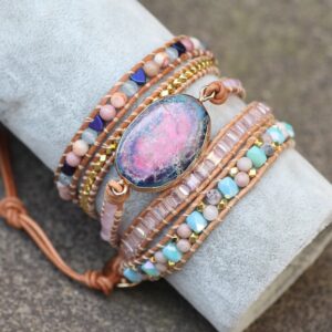 Colorful Turquoise Braided Leather Wrap Bracelet