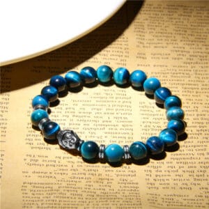 Natural Sapphire Blue Tiger Eye Bracelet Gemstone Beads