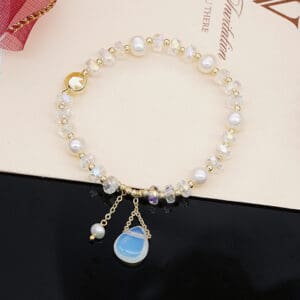 Natural Pearl White Crystal Bracelet Recruits Peach Blossom Niche Water Drop Agate