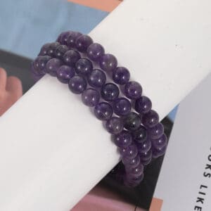 Buddha Beads Natural Stone Handmade Beaded Natural Lapis Lazuli And Amethyst Beads Bracelet 8mm