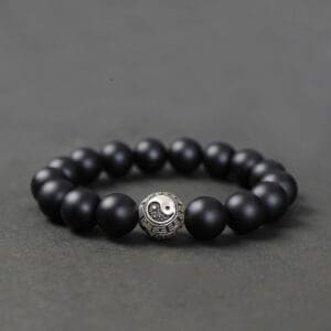 Black Agate Bracelet Transfer Beads For Men