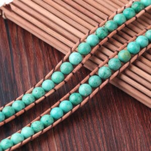 Natural turquoise braided striped agate bracelet