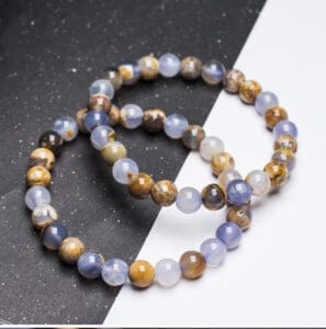 Natural Crystal Ore Blue Agate Single Circle Bracelet