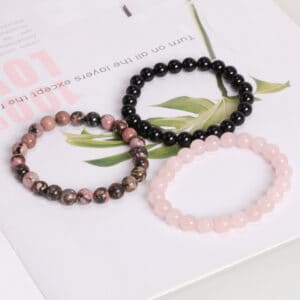 Black agate rose stone bracelet