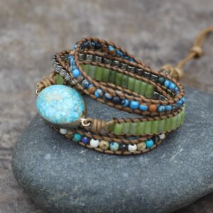 Imperial Turquoise Hand Woven Leather Bracelet