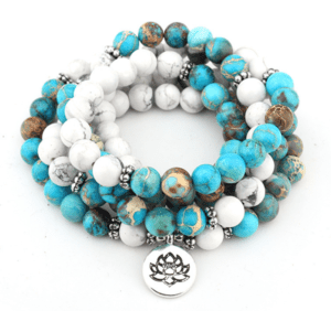 Ruberthen Fashion Design Howlite Natural Stone Mala Bracelet 108 Beads