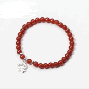 S925 silver bracelet female fashion temperament red agate crystal cute puppy bracelet female jewelry