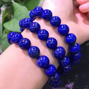Natural old mineral Lapis round bead bracelet