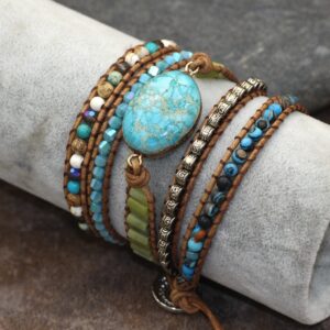Imperial Turquoise Hand Woven Leather Bracelet