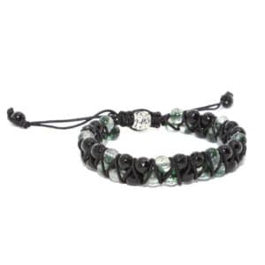 6mm Green Ghost Faceted Black Agate Braided Rope Bracelet