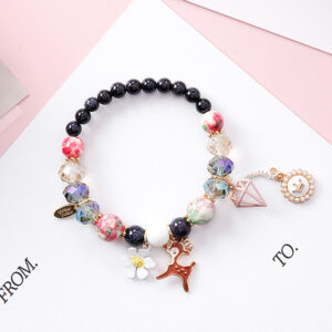 Fawn Pearl Crown Creative Beaded Bracelet