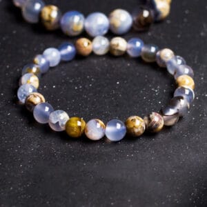 Natural Crystal Ore Blue Agate Single Circle Bracelet