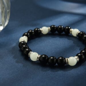 Black Onyx Beaded Bracelet Natural Simple Luminous