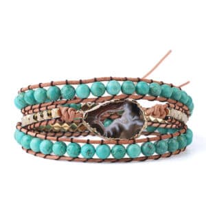 Natural turquoise braided striped agate bracelet