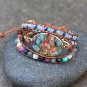Turquoise hand-woven three-layer bracelet
