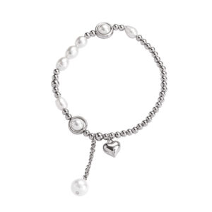 S925 Silver Pearl Light Bead Love Bracelet Temperament Heart Shape