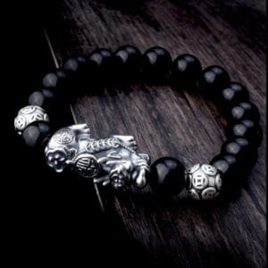 Transfer bead agate bracelet silver bracelet