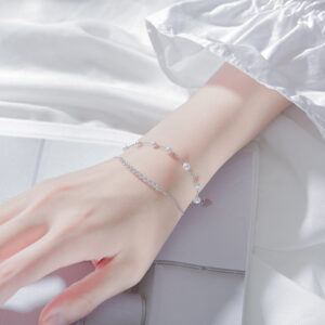 Double Layer Transfer Bead Bracelet Women S925 Sterling Silver Pearl Bracelet
