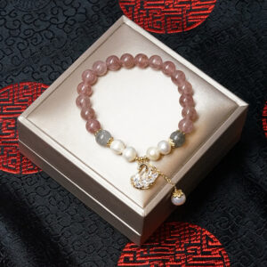 Micro-inlaid Swan Bracelet Grey Moonlight Pearl Bracelet Beads