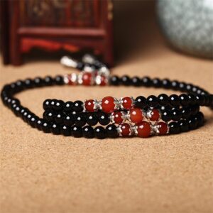 Black Agate Bracelet Men And Women Multi-Circle Fashion 108 Beads Bracelet With Tiger's Eye Red Agate